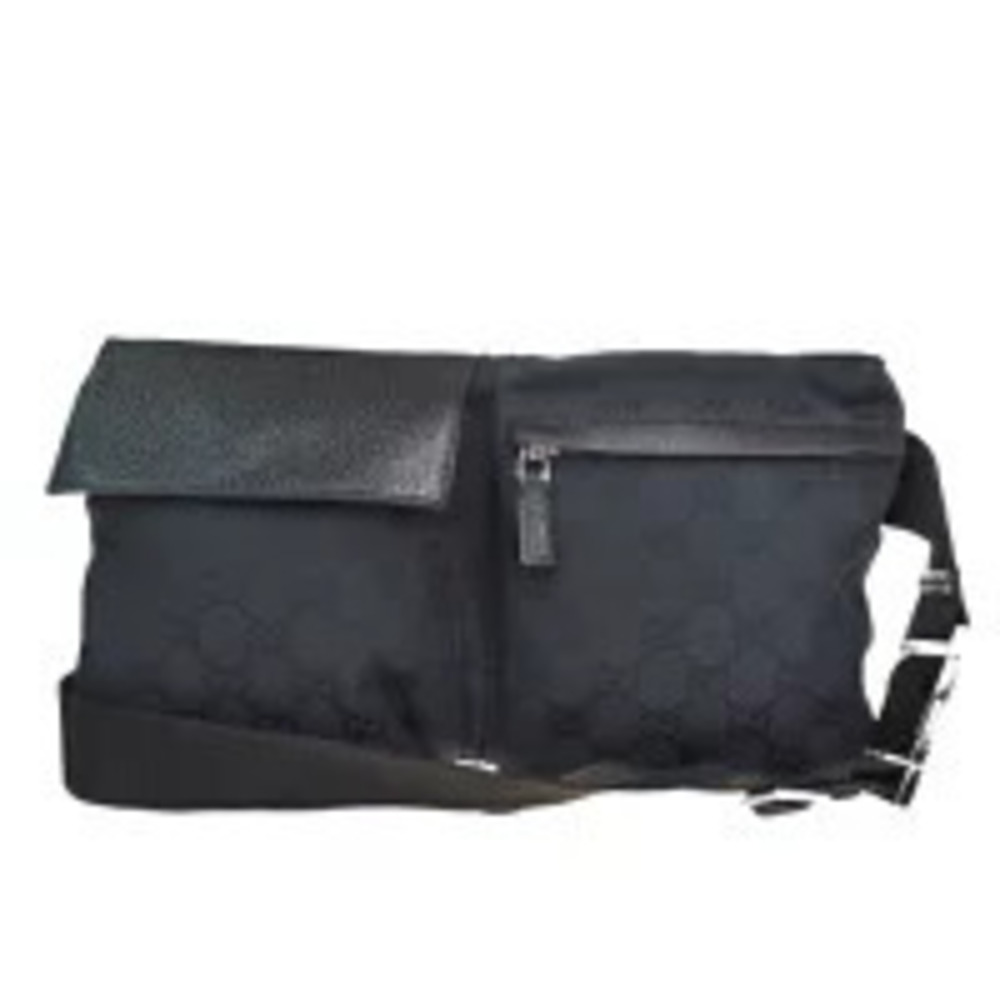Gucci waist Pouch Clutch bag GG black canvas leather